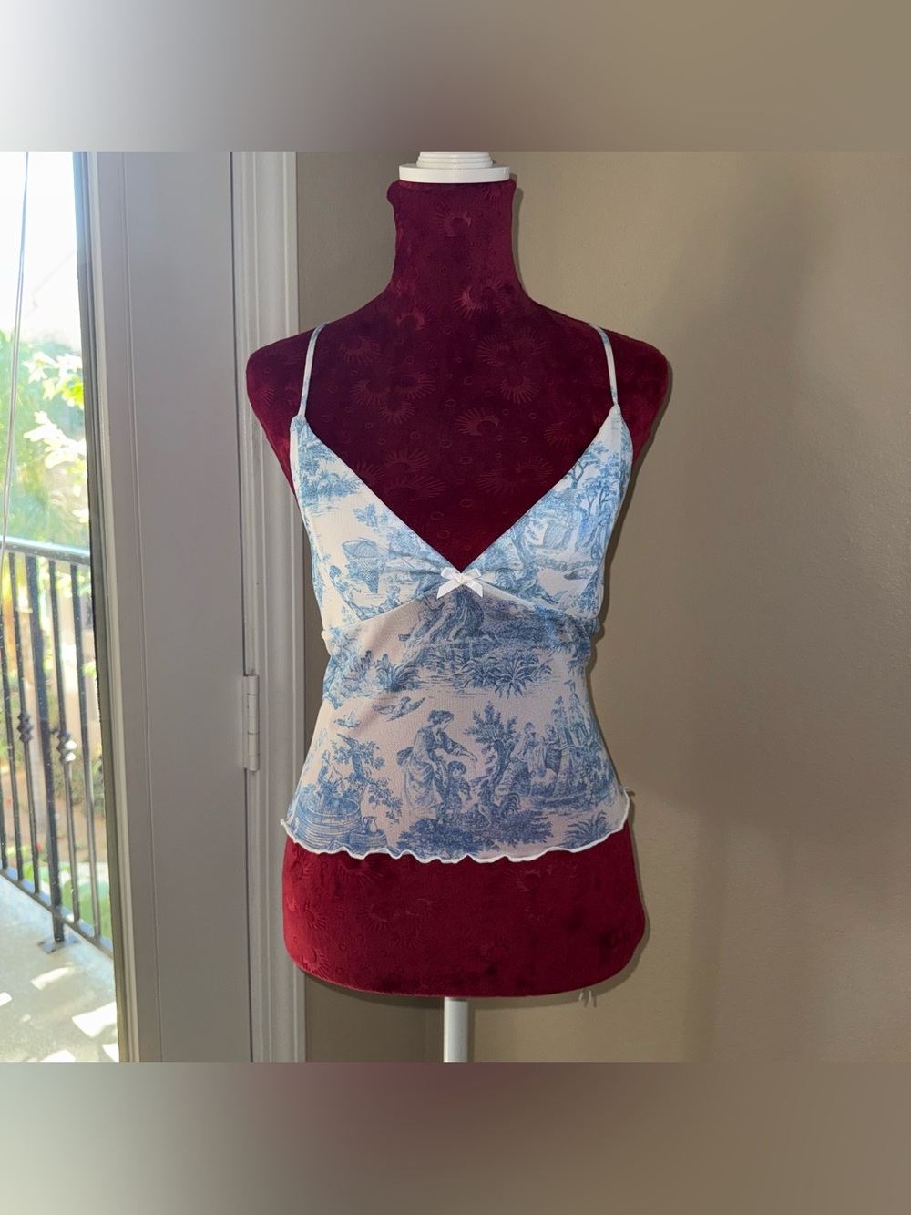 Windsor Blue Toile Print Halter Cami